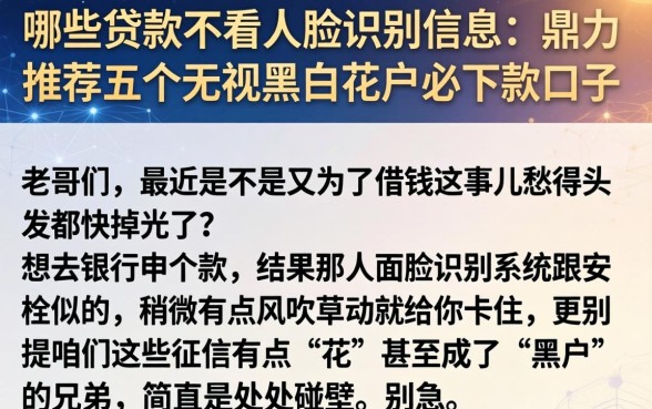 哪些贷款不看人脸识别信息，鼎力推荐五个无视黑户花户必下款口子