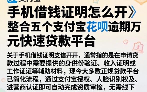 手机借钱证明怎么开，整合五个支付宝花呗逾期万元快速贷款平台