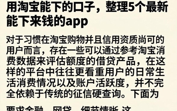 用淘宝能下的口子，整理5个最新能下来钱的app