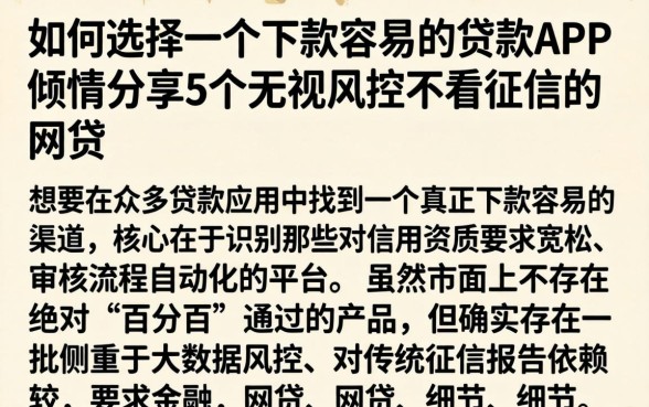 如何选择一个下款容易的贷款APP，倾情分享5个无视风控不看征信的网贷