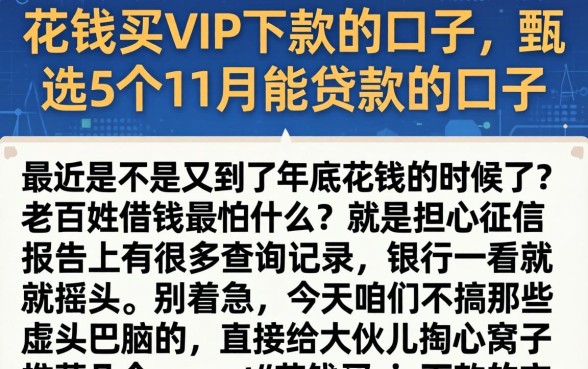 花钱买vip下款的口子，甄选5个11月能贷款的口子