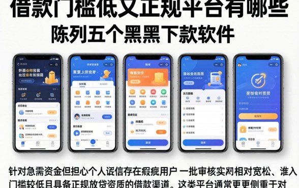 借款门槛低又正规的平台有哪些，陈列五个黑户下款软件