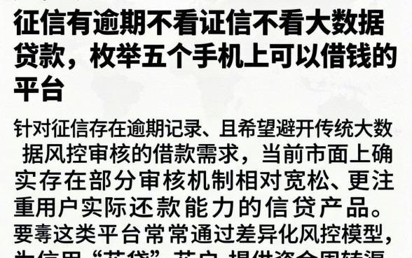 征信有逾期不看证信不看大数据贷款，枚举五个手机上可以借钱的平台