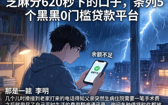 芝麻分620秒下的口子，条列5个黑户0门槛贷款平台