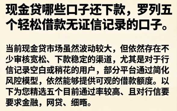 现金贷哪些口子还下款，罗列五个轻松借款无征信记录的口子