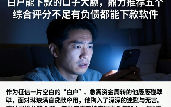 白户能下款的口子大额，鼎力推荐五个综合评分不足有负债都能下款软件