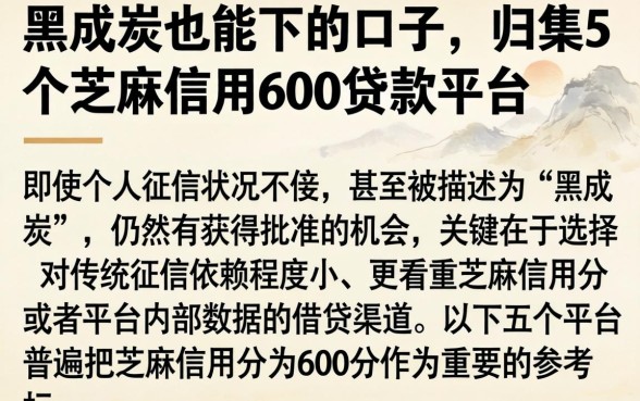 黑成炭也能下的口子，归集5个芝麻信用600贷款平台