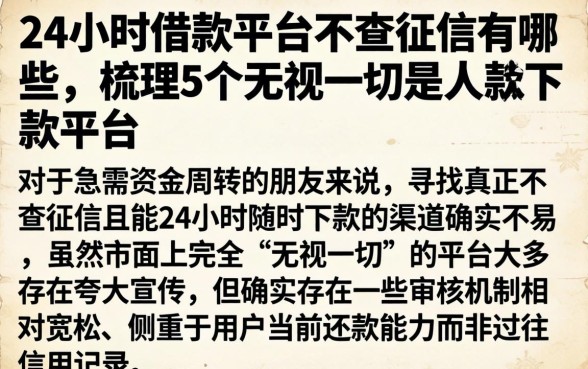 24小时借款平台不查征信有哪些，梳理5个无视一切是人就下款平台