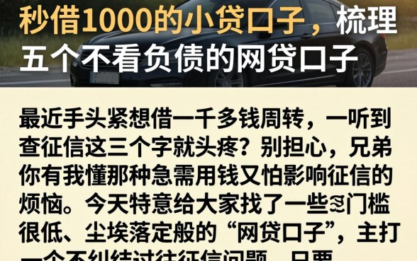 秒借1000的小贷口子，梳理五个不看负债的网贷口子