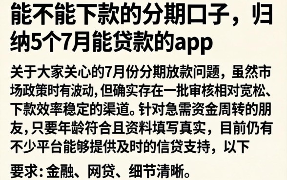 能不能下款的分期口子，归纳5个7月能贷款的app