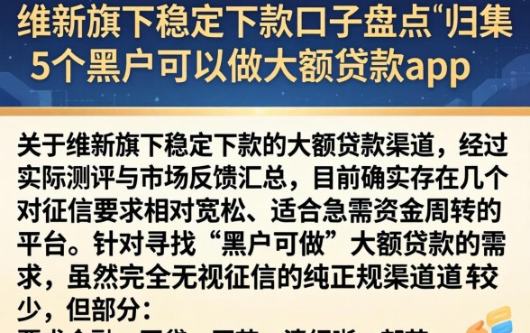 维新旗下稳定下款的口子盘点，归集5个黑户可以做大额贷款app