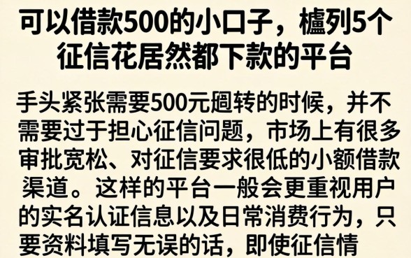 可以借款500的小口子，胪列5个征信花居然都下款的平台
