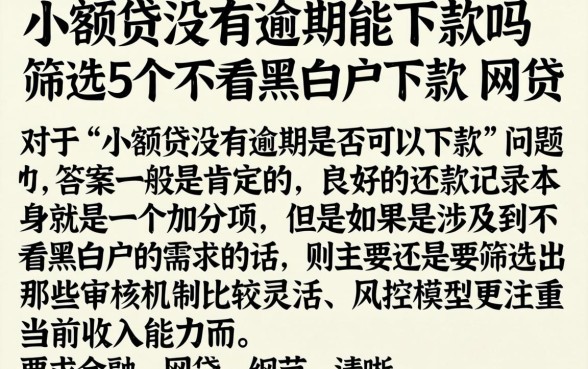 小额贷没有逾期能下款吗，筛选5个不看黑白户下款的网贷