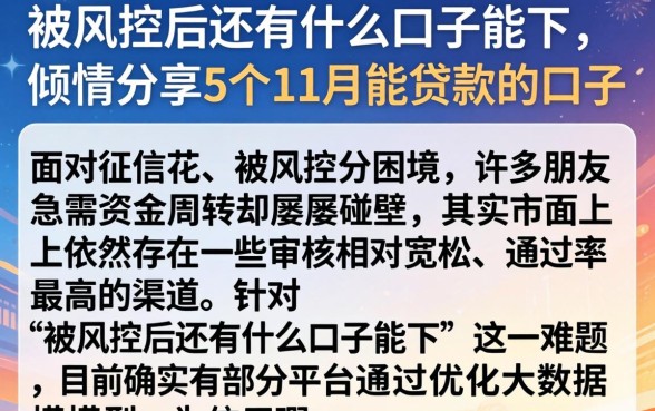被风控后还有什么口子能下，倾情分享5个11月能贷款的口子