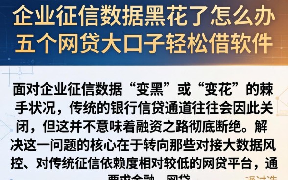 企业征信数据黑花了怎么办，条列五个网贷大口子轻松借软件