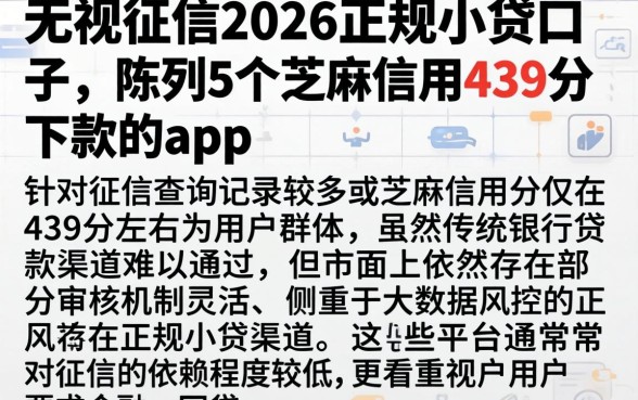 无视征信2026正规小贷口子，陈列5个芝麻信用439分下款的app
