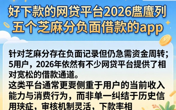 好下款的网贷平台2026，胪列五个芝麻分负面借款的app