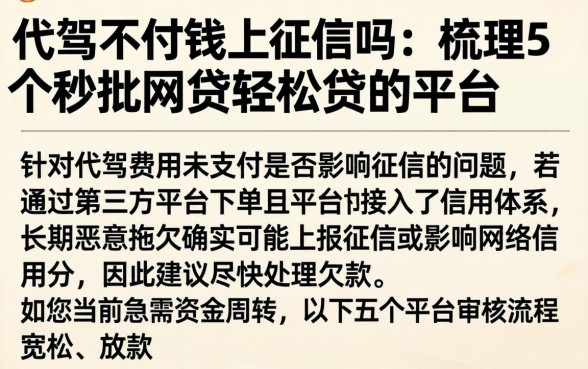 代驾不付钱上征信吗，梳理5个秒批网贷轻松贷的平台