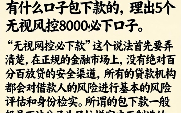 有什么口子包下款的，理出5个无视风控8000必下口子