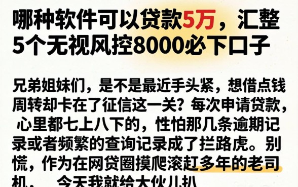 哪种软件可以贷款5万，汇整5个无视风控8000必下口子