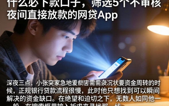 什么必下款的口子，筛选5个不审核夜间直接放款的网贷app