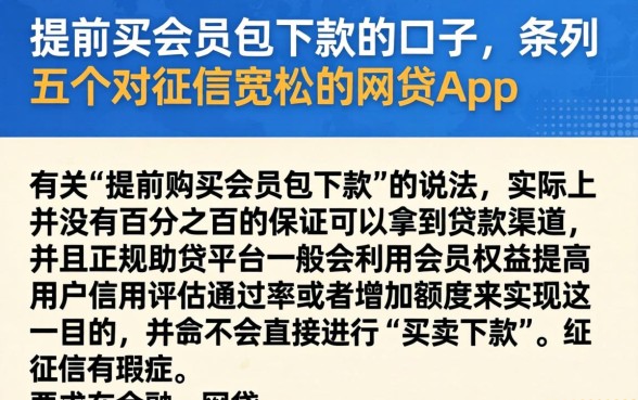 提前买会员包下款的口子，条列五个对征信宽松的网贷app