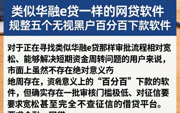 类似华融e贷一样的网贷软件，规整五个无视黑户百分百下款软件