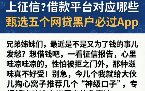 上征信的借款平台对应哪些，甄选五个网贷黑户必过app