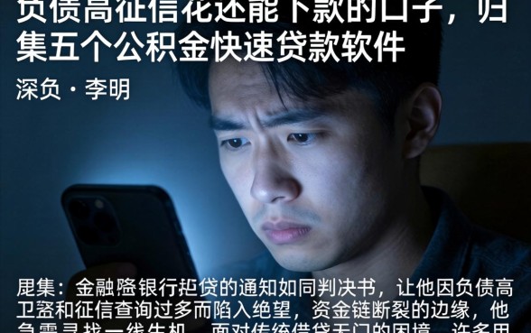 负债高征信花还能下款的口子，归集五个公积金快速贷款软件