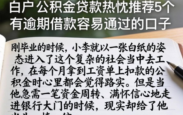白户 公积金贷款，热忱推荐5个有逾期借款容易通过的口子