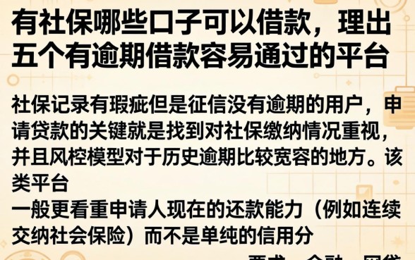 有社保哪些口子可以借款，理出五个有逾期借款容易通过的平台