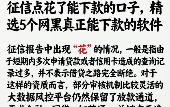 征信点花了能下款的口子，精选5个网黑真正能下款的软件