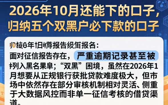 2026年10月还能下的口子，归纳五个双黑户必下款的口子