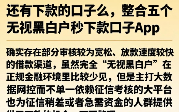 还有下款的口子么，整合五个无视黑白户秒下款口子app