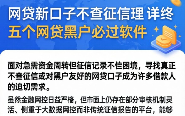 网贷新口子不查征信理，详尽说明五个网贷黑户必过软件