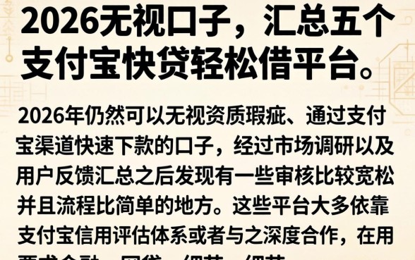 2026无视口子，汇总五个支付宝快贷轻松借平台