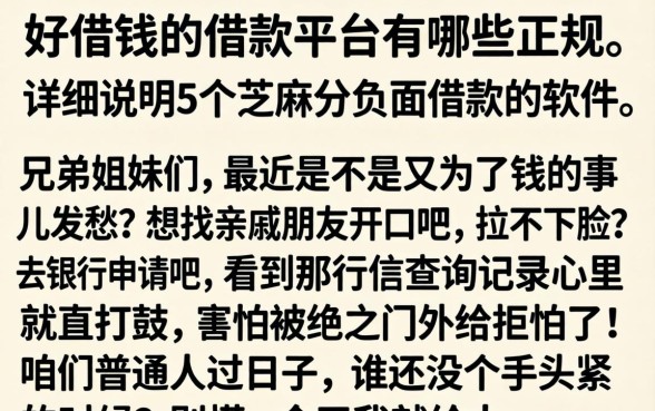 好借钱的借款平台有哪些正规，详尽说明5个芝麻分负面借款的软件