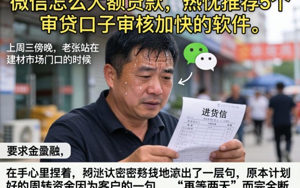 微信怎么大额贷款，热忱推荐5个审贷口子审核加快的软件
