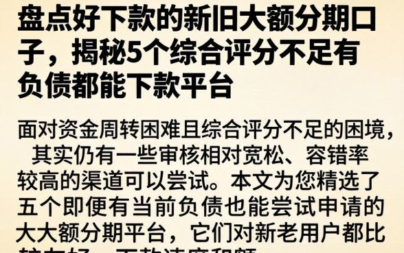 盘点好下款的新旧大额分期口子，揭秘5个综合评分不足有负债都能下款平台