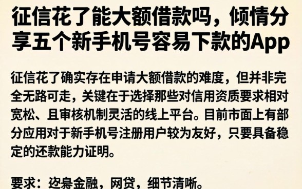 征信花了能大额借款吗，倾情分享五个新手机号容易下款的app