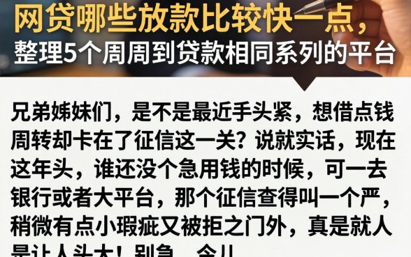 网贷哪些放款比较快一点，整理5个周周到贷款相同系列的平台