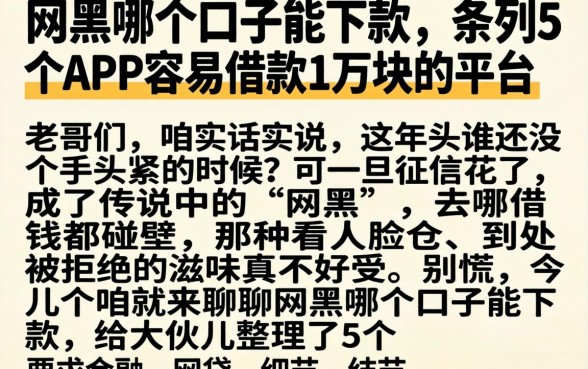 网黑哪个口子能下款，条列5个APP容易借款1万块的平台