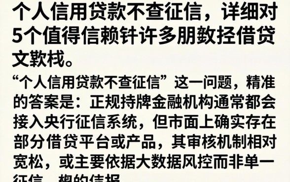 个人信用贷款不查征信，详细阐述5个值得信赖的借贷软件