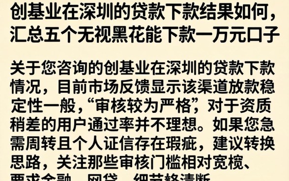 创基业在深圳的贷款下款结果如何，汇总五个无视黑花能下款一万元口子