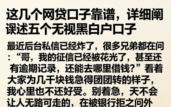 这几个网贷口子靠谱，详细阐述五个无视黑白户口子