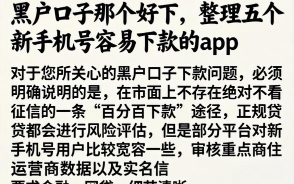 黑户口子那个好下，整理五个新手机号容易下款的app