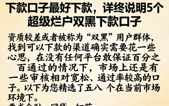 下款口子最好下款，详尽说明5个超级烂户双黑下款口子