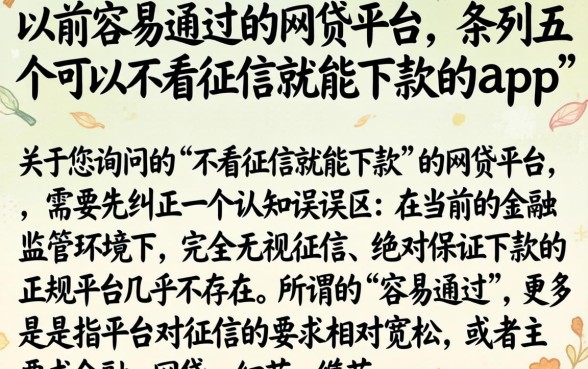 以前容易通过的网贷平台，条列五个可以不看征信就能下款的app