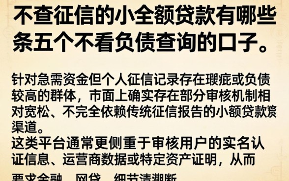 不查征信的小额贷款有哪些，条列五个不看负债查询的口子