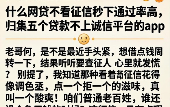 什么网贷不看征信秒下通过率高，归集五个贷款不上诚信平台的app
